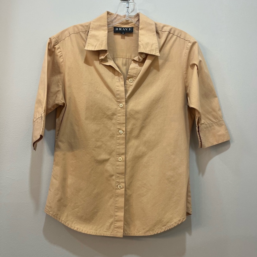 Brave Beige Button-Up Shirt
